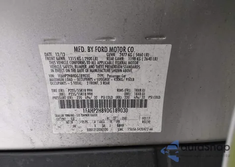 2013 Ford Taurus Sel z USA, uszkodzony, nr VIN 1FAHP2H89DG189030